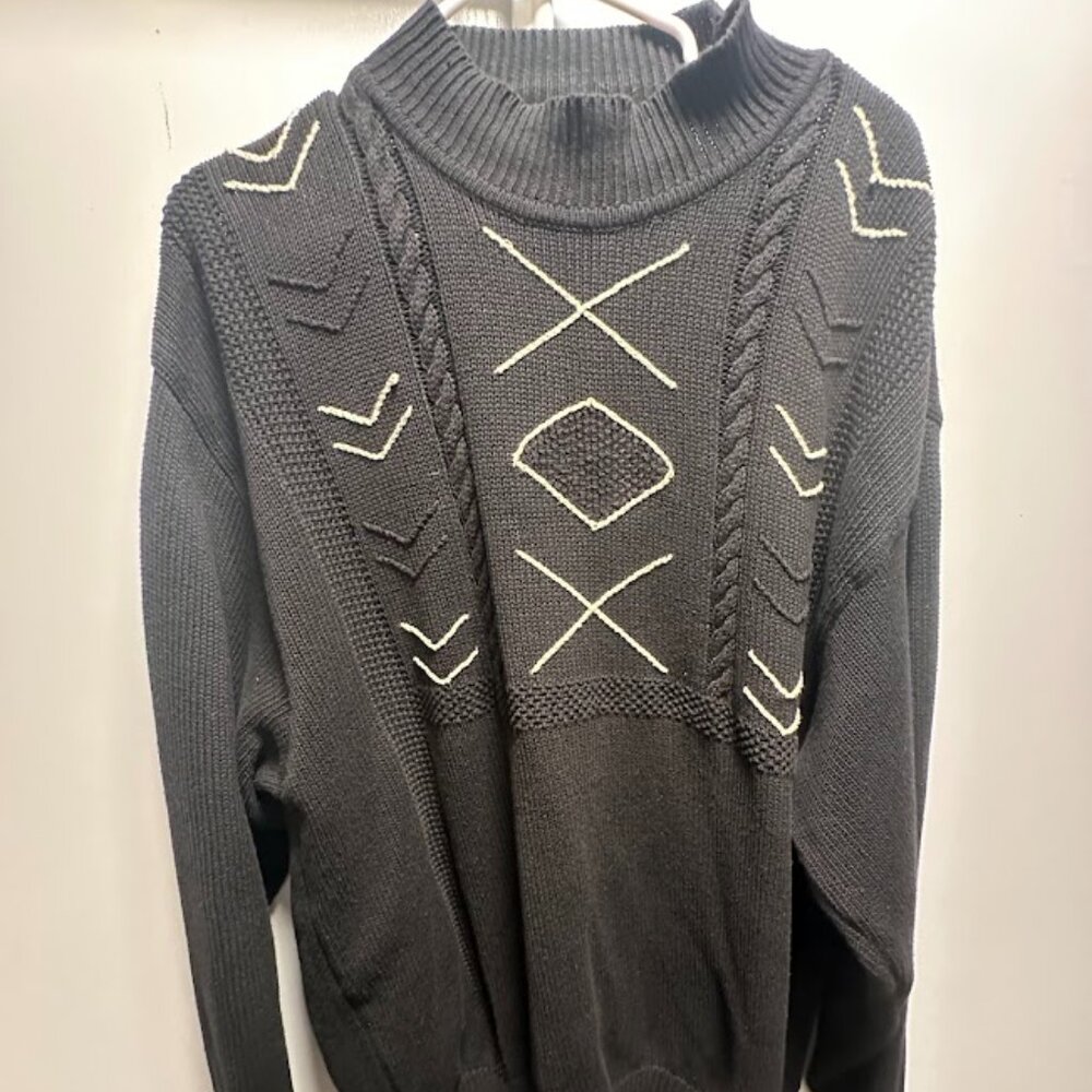 Paul Smith Sportswear Knit Sweater Geometric Design Black Cotton Size M (3)
